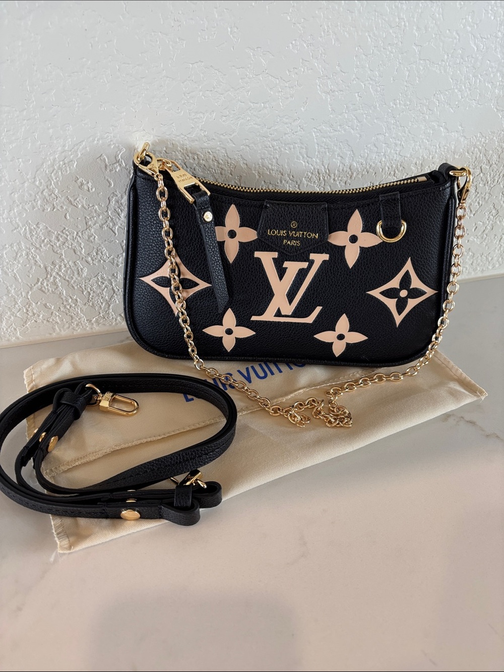 Black & Pale Blush Monogram Mini Shoulder Bag